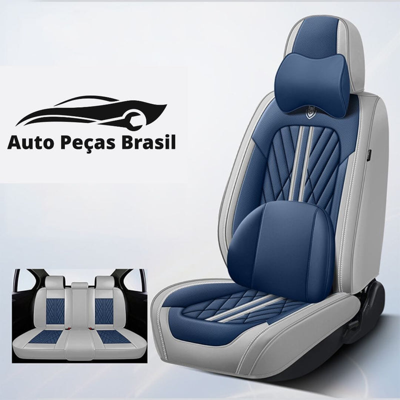 Conjunto Capas de banco Automotivos de Luxo e Conforto medc outlet Azul c/ Branco Universal 