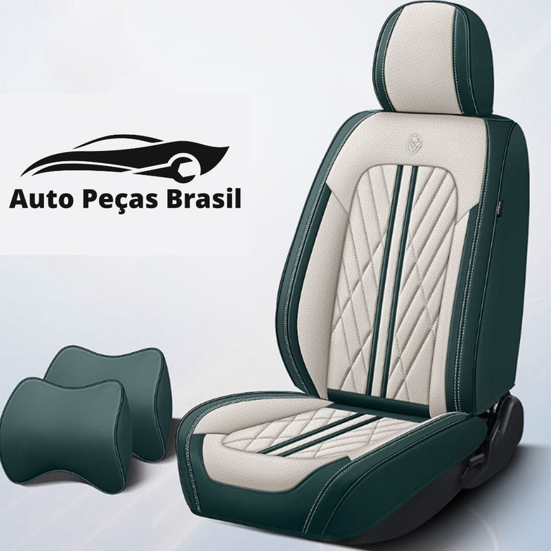 Conjunto de Capas de banco Automotivos de Luxo e Conforto medc outlet Verde c/ Branco Universal 