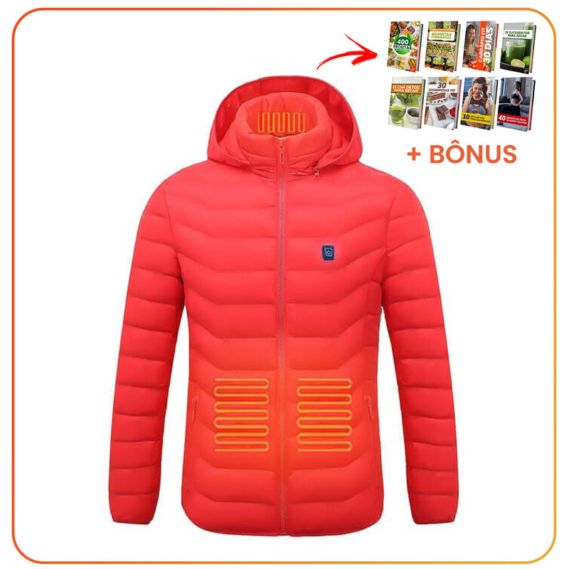 Jaqueta Puffer Unissex AutoTerm + Coletânea Mantenha-se em Forma no Inverno medc outlet Jaqueta Vermelho P 