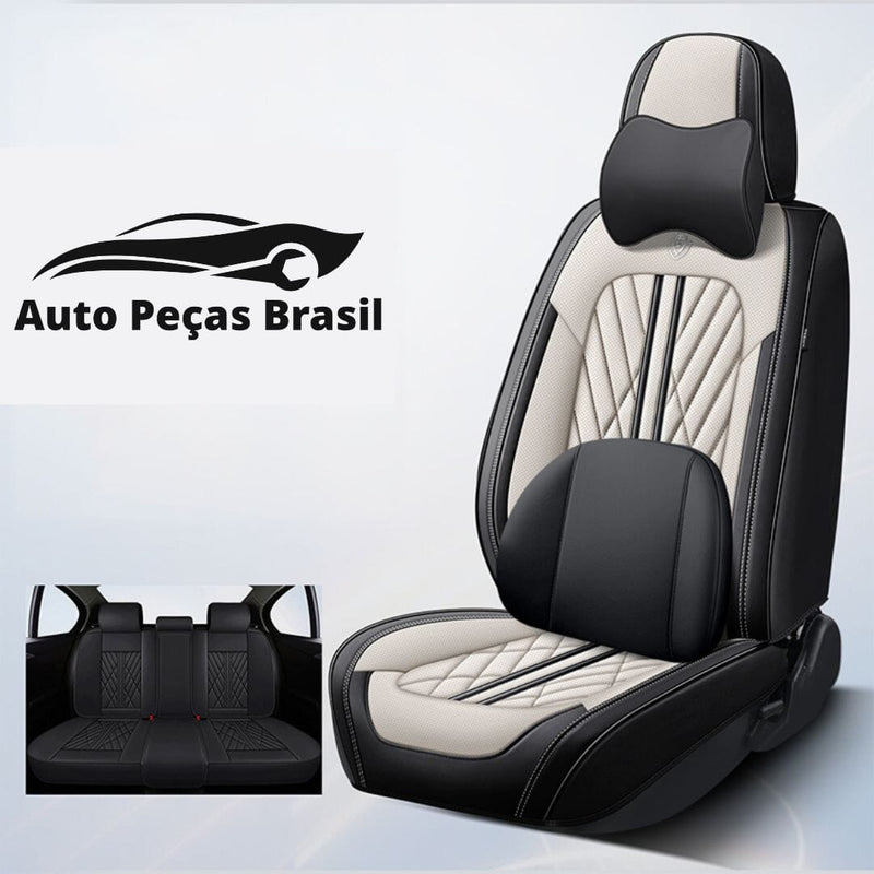 Kit Capas de banco Automotivos de Luxo e Conforto - Queima de Estoque 🔥 medc outlet Branco c/ Preto Universal 