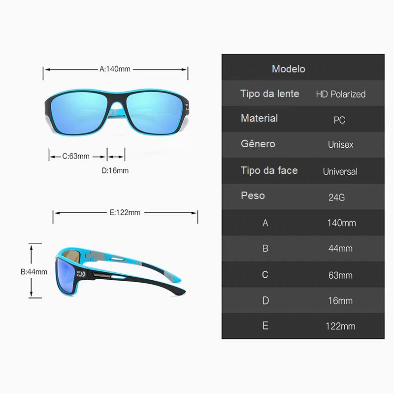 Óculos de Pesca Polarizado DAIWA - UV+400 medc outlet 